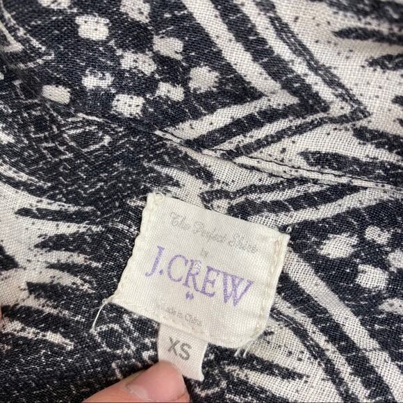 J.Crew Printed Linen Aztec Shirt Black Size XS - Picture 5 of 7